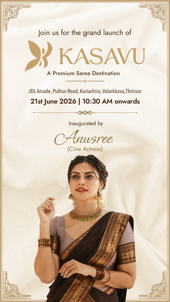 Kasavu Saree Grand Launch Invitation