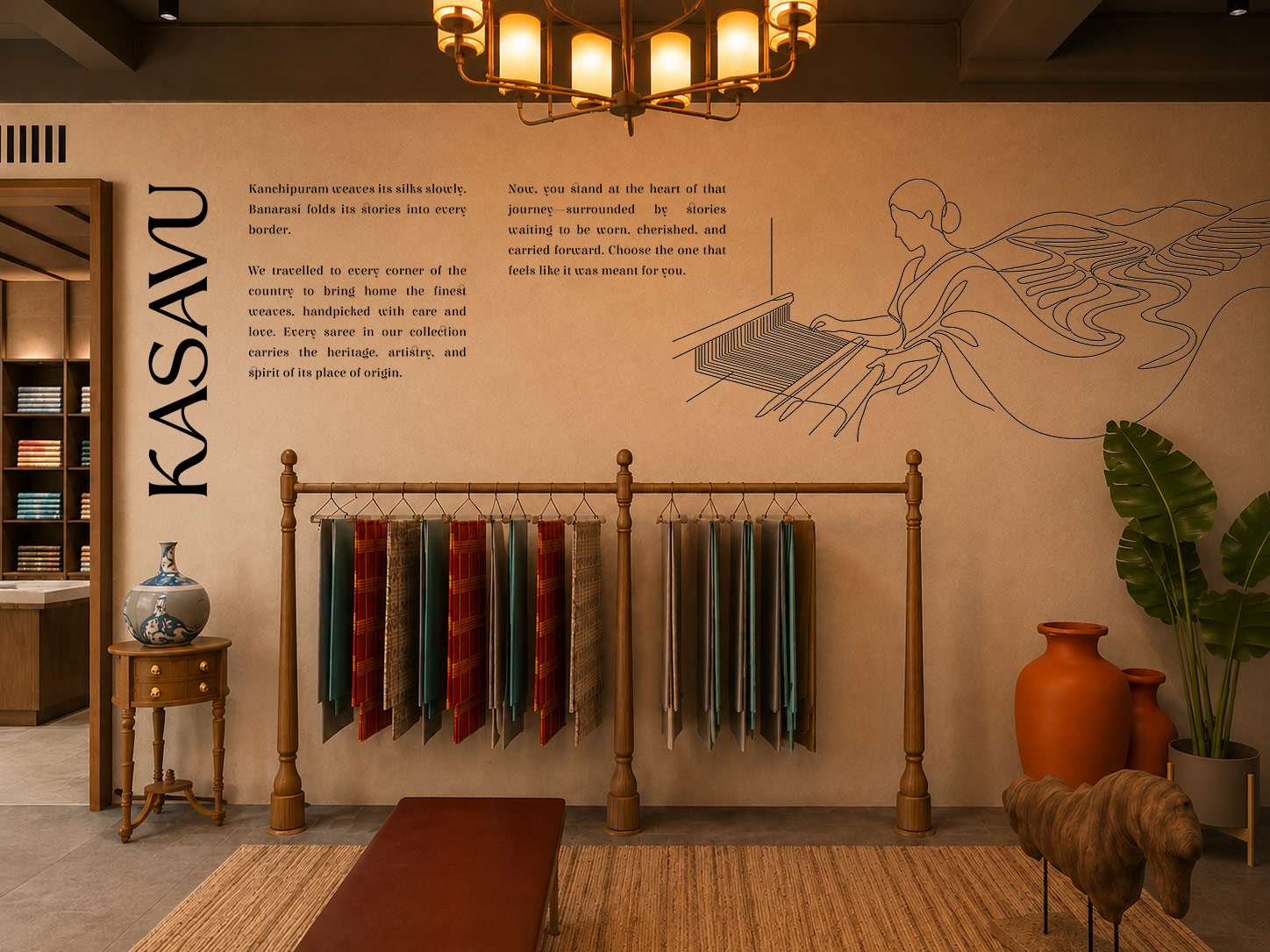 Modern Saree Store Interior Design Render